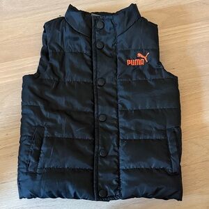 Puma Black Quilted Vest with Vibrant Orange Logo